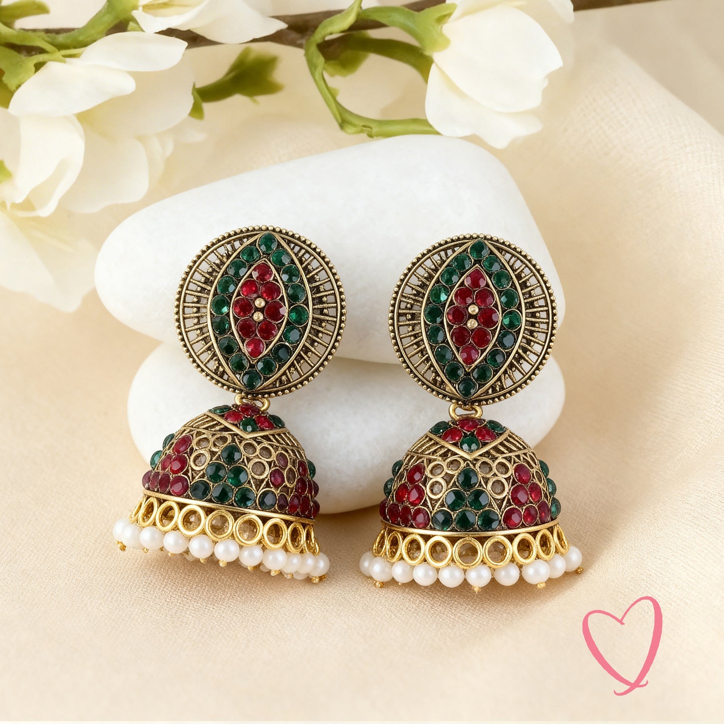 Colorful Jhumkas - Festive Traditional Earrings