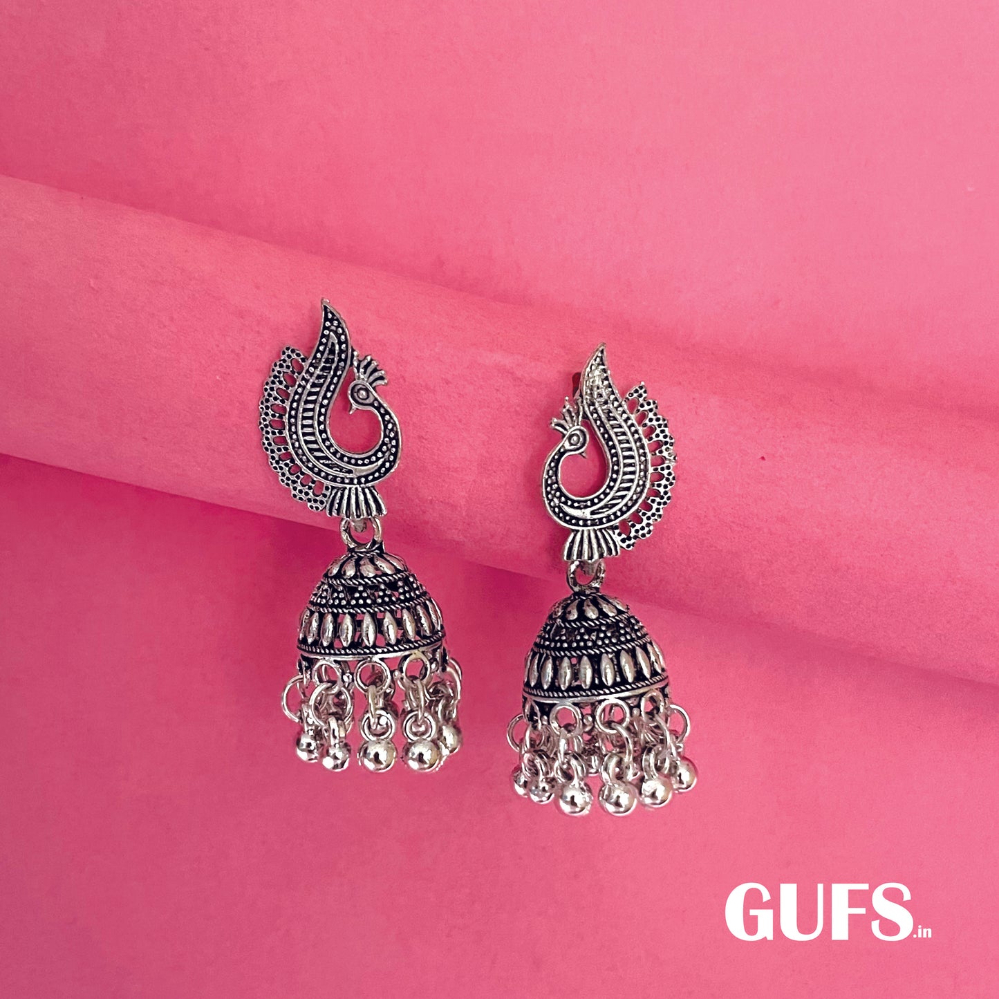 Oxidized Silver Jhumkas