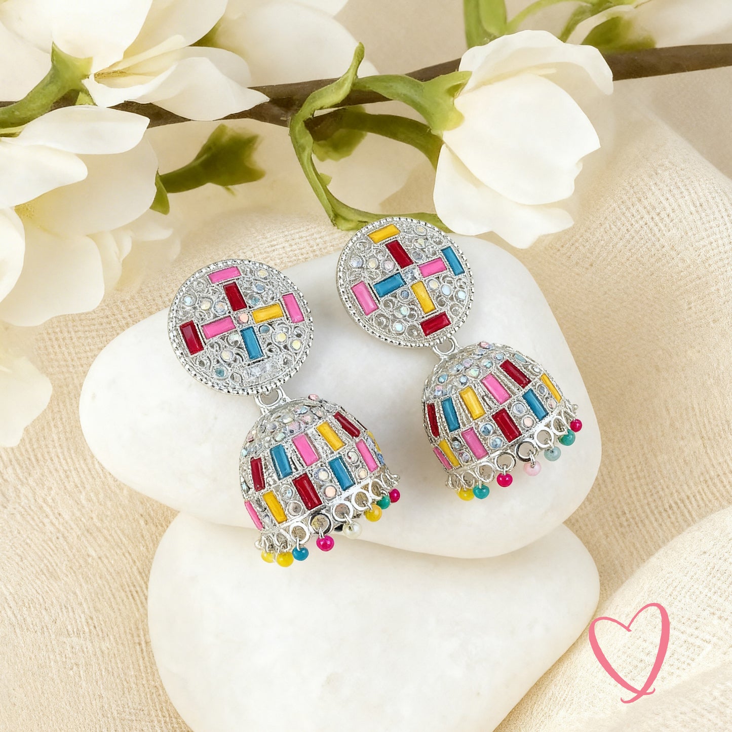 Colorful Jhumka - Vibrant Traditional Earrings