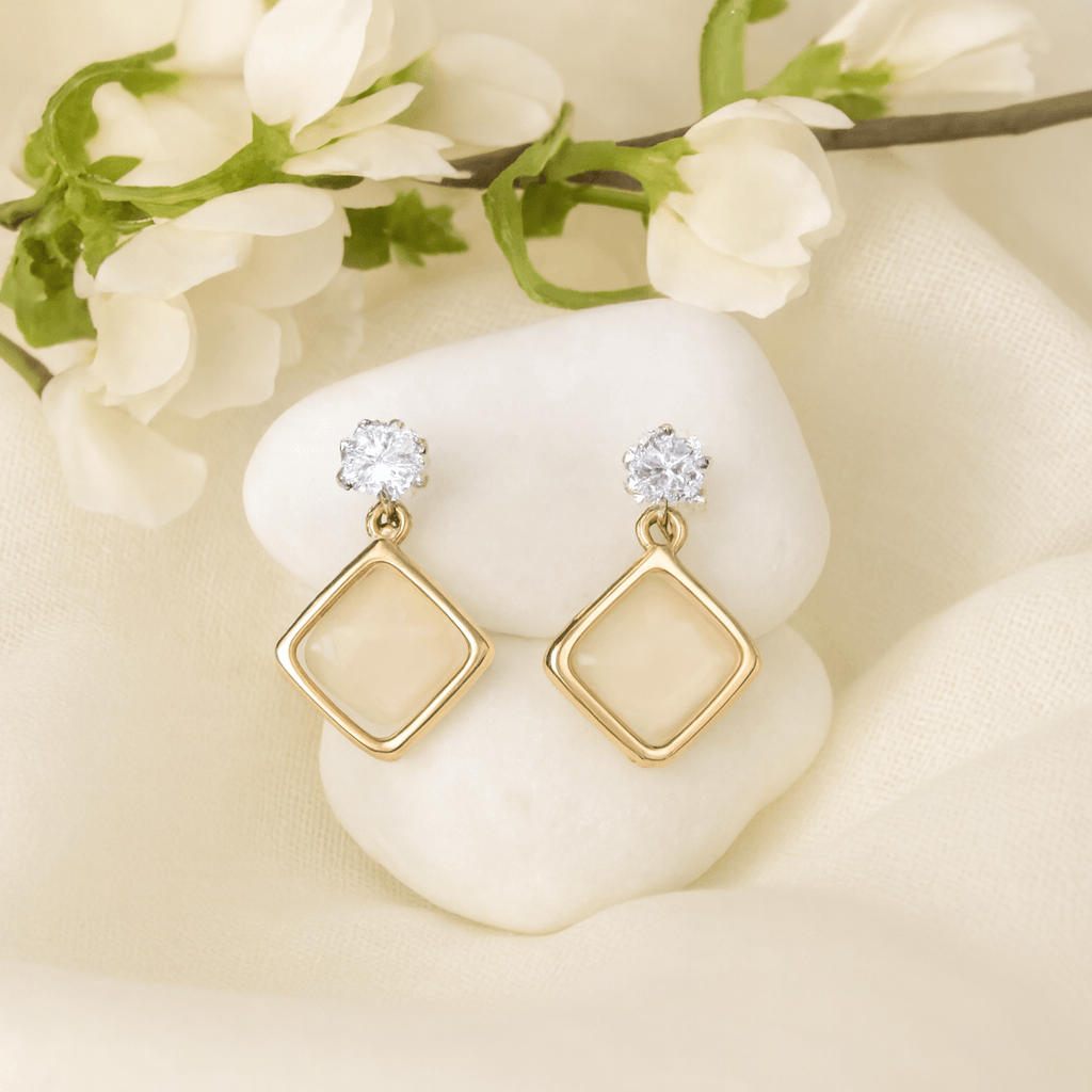 Gold-Toned, Square Drop Earrings