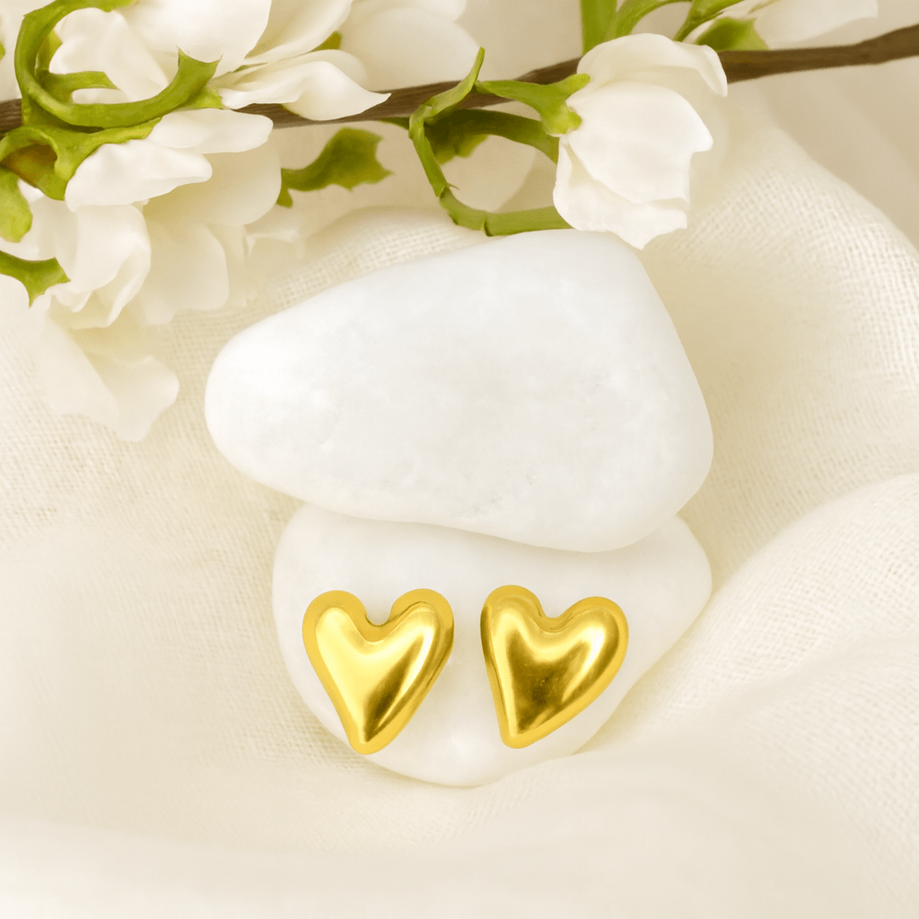 Gold Heart Stud Earrings