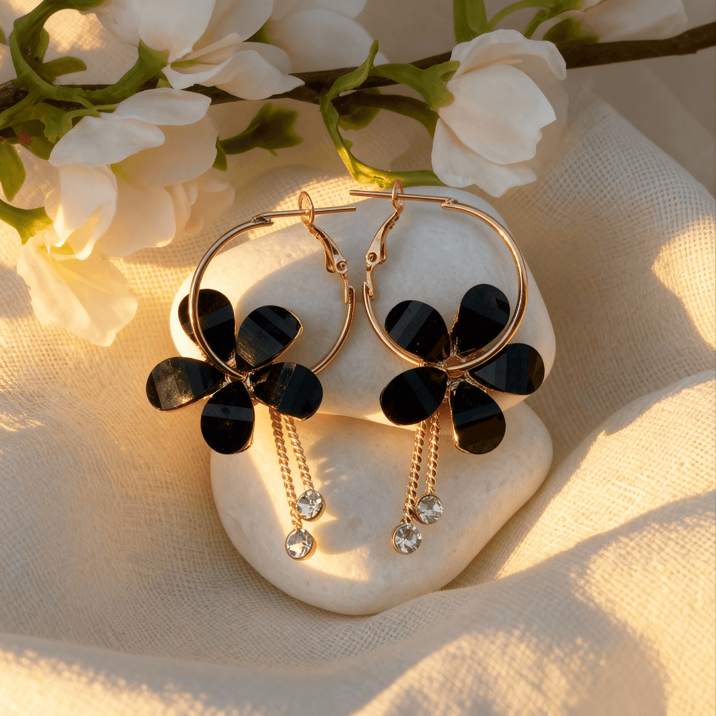 Black Flower Earrings