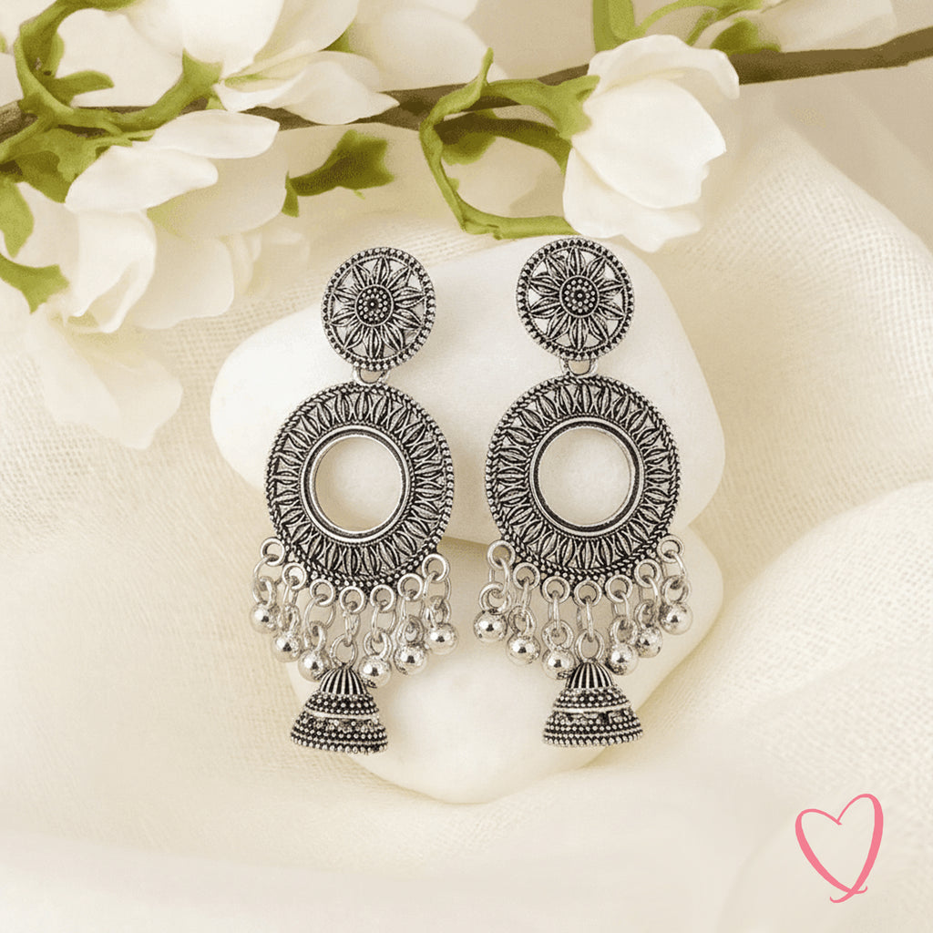 Oxidized Silver Jhumka Earrings Combo Set of 16 Pairs - GUFS Premium German Silver Collection