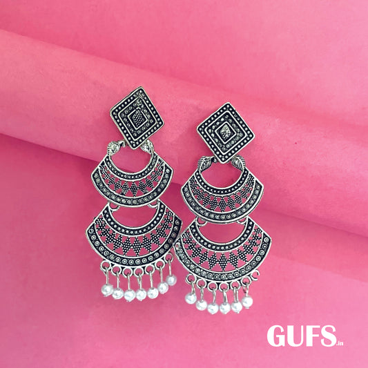 Oxidized Silver Jhumkas