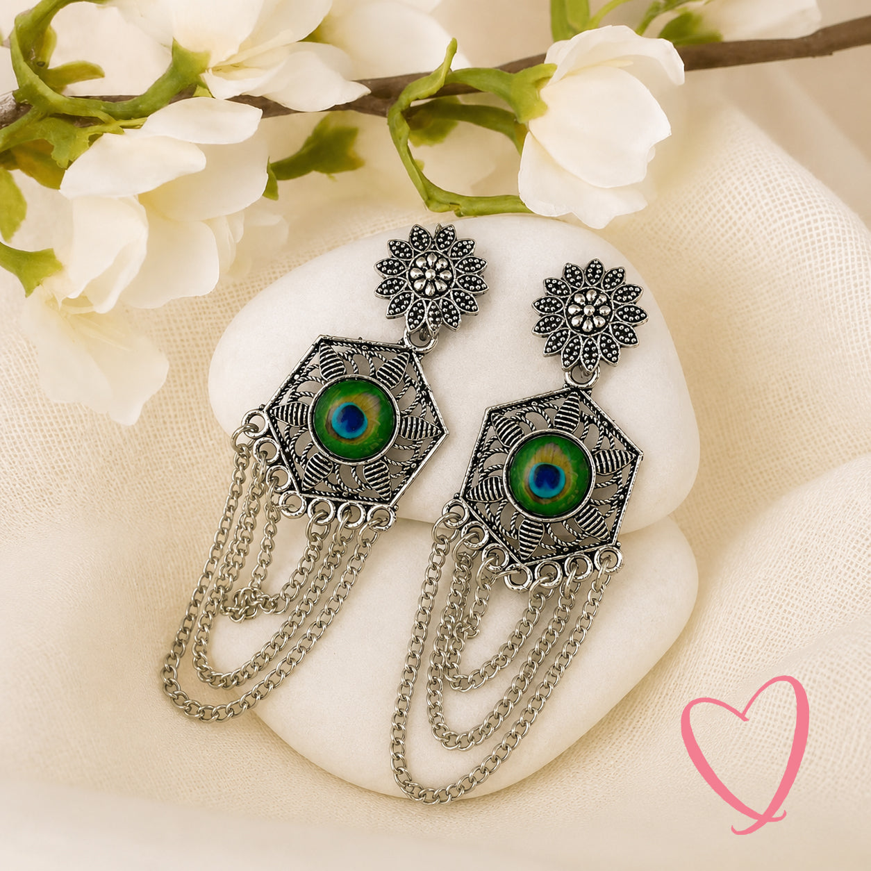 Oxidized Silver Jhumka Hamper Set of 12 | Name Printed Box