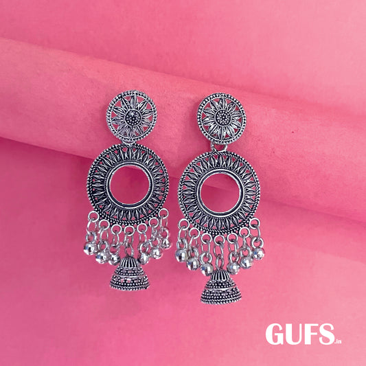 Oxidized Silver Jhumkas