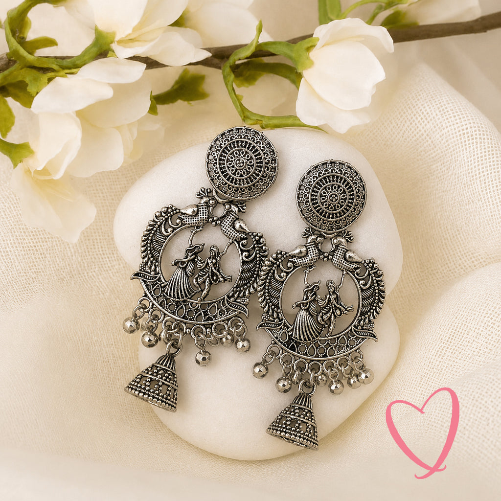 Oxidized Silver Jhumka Hamper Set of 12 | Name Printed Box