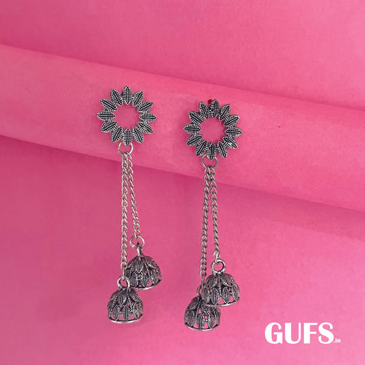 Oxidized Silver Jhumkas