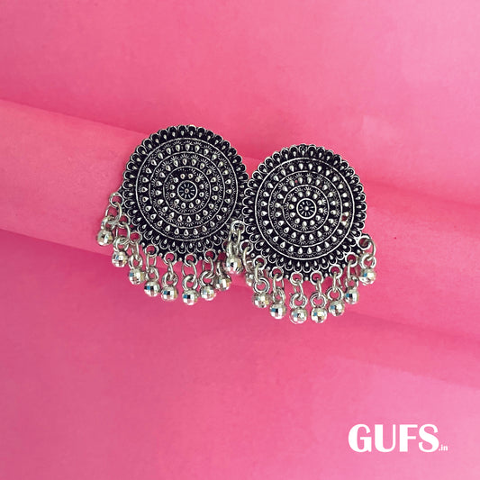 Oxidized Silver Jhumkas