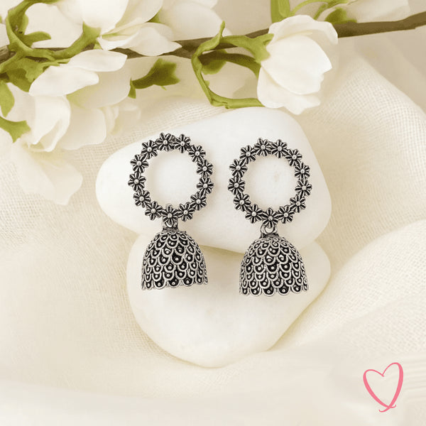 Oxidized Silver Jhumkas