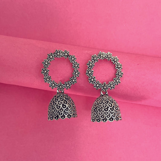Oxidized Silver Jhumkas