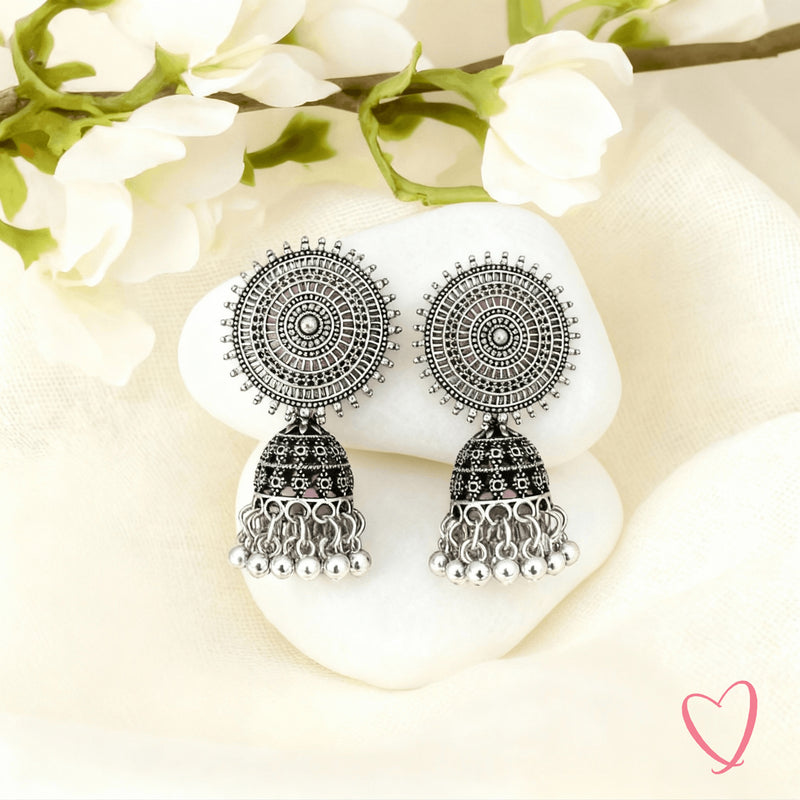 Oxidized Silver Jhumkas