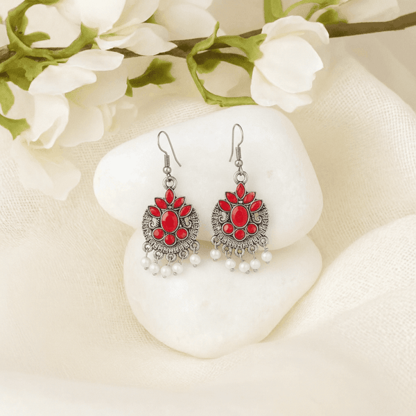 Silver-Toned, Traditional Drop Earrings