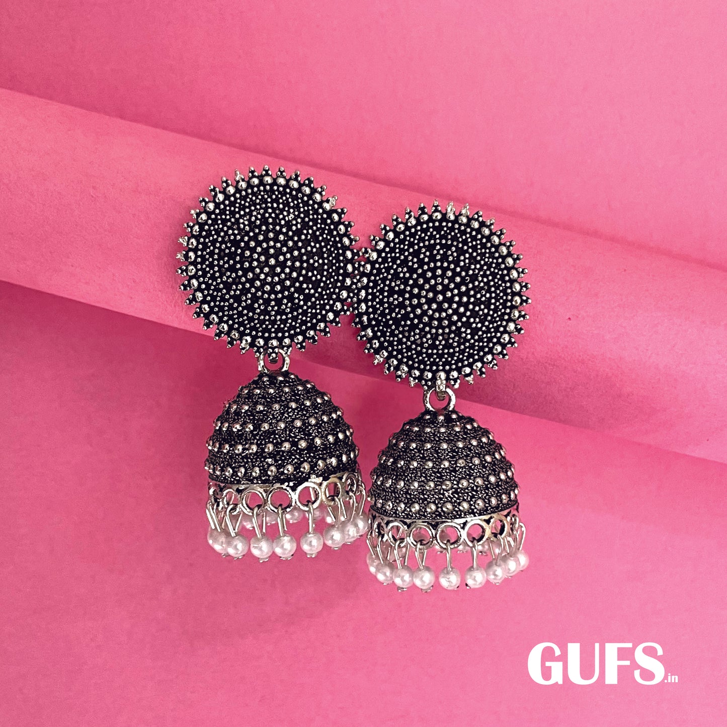 Oxidized Silver Jhumkas