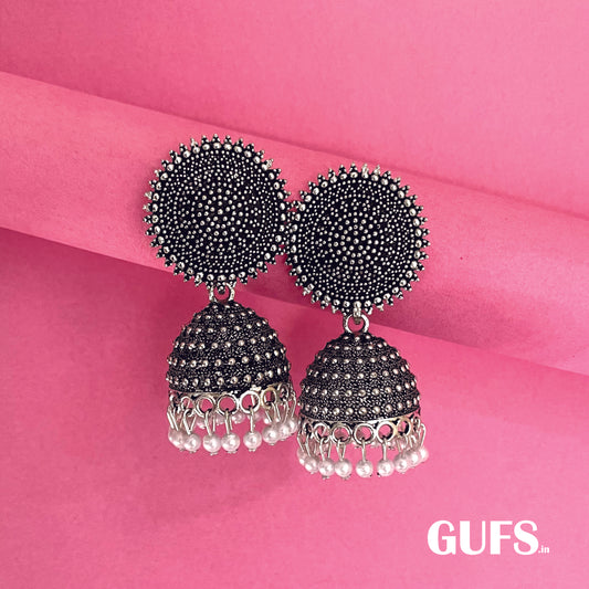 Oxidized Silver Jhumkas