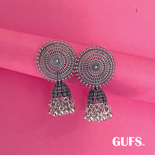 Oxidized Silver Jhumkas