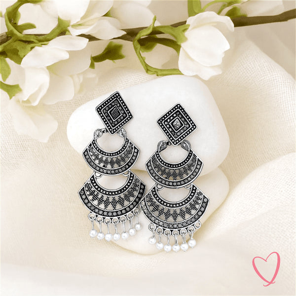 Oxidized Silver Jhumkas