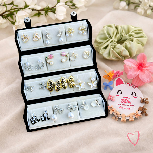 GUFS Oxidized Earrings Set - 12 Designer Studs with Gift Box