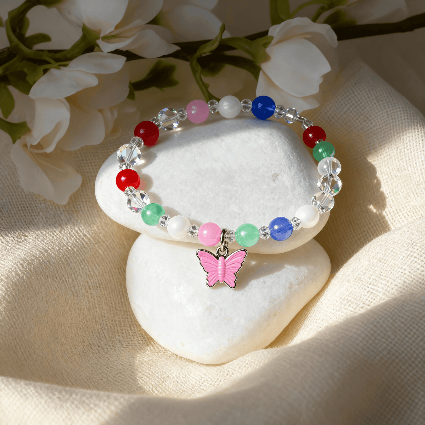 Multicolor Pink Butterfly Bracelet