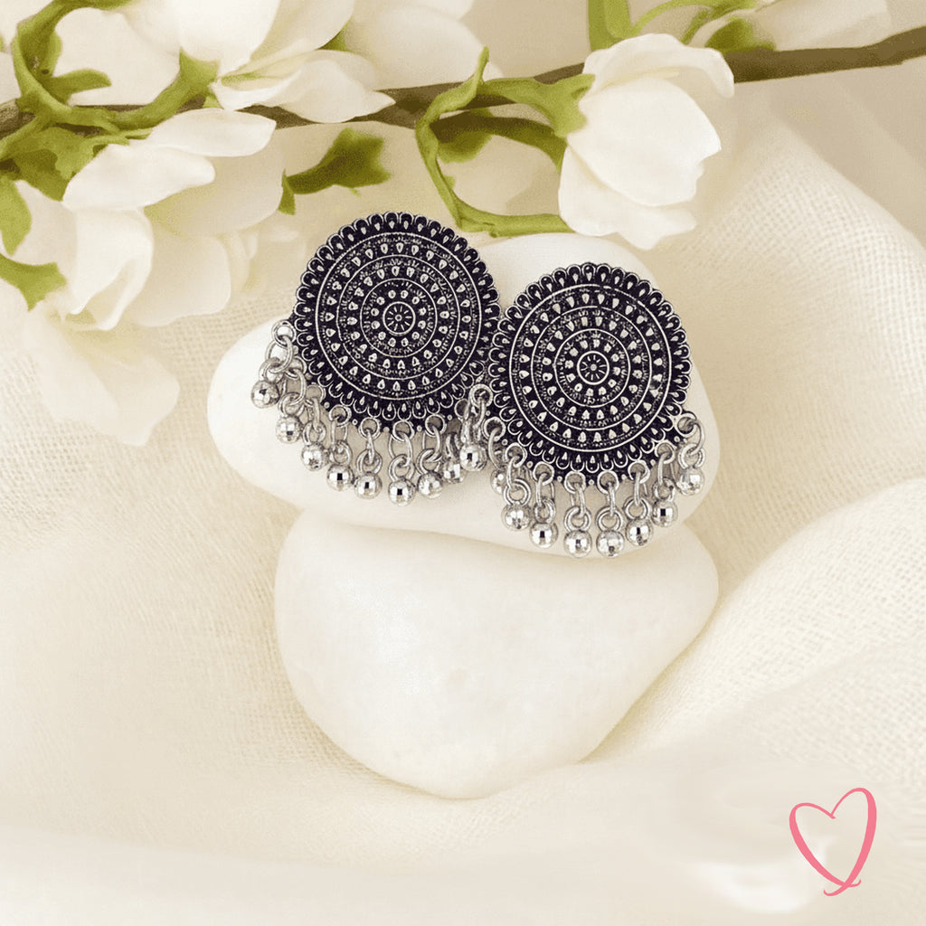 Oxidized Silver Jhumka Hamper Set of 12 | Name Printed Box