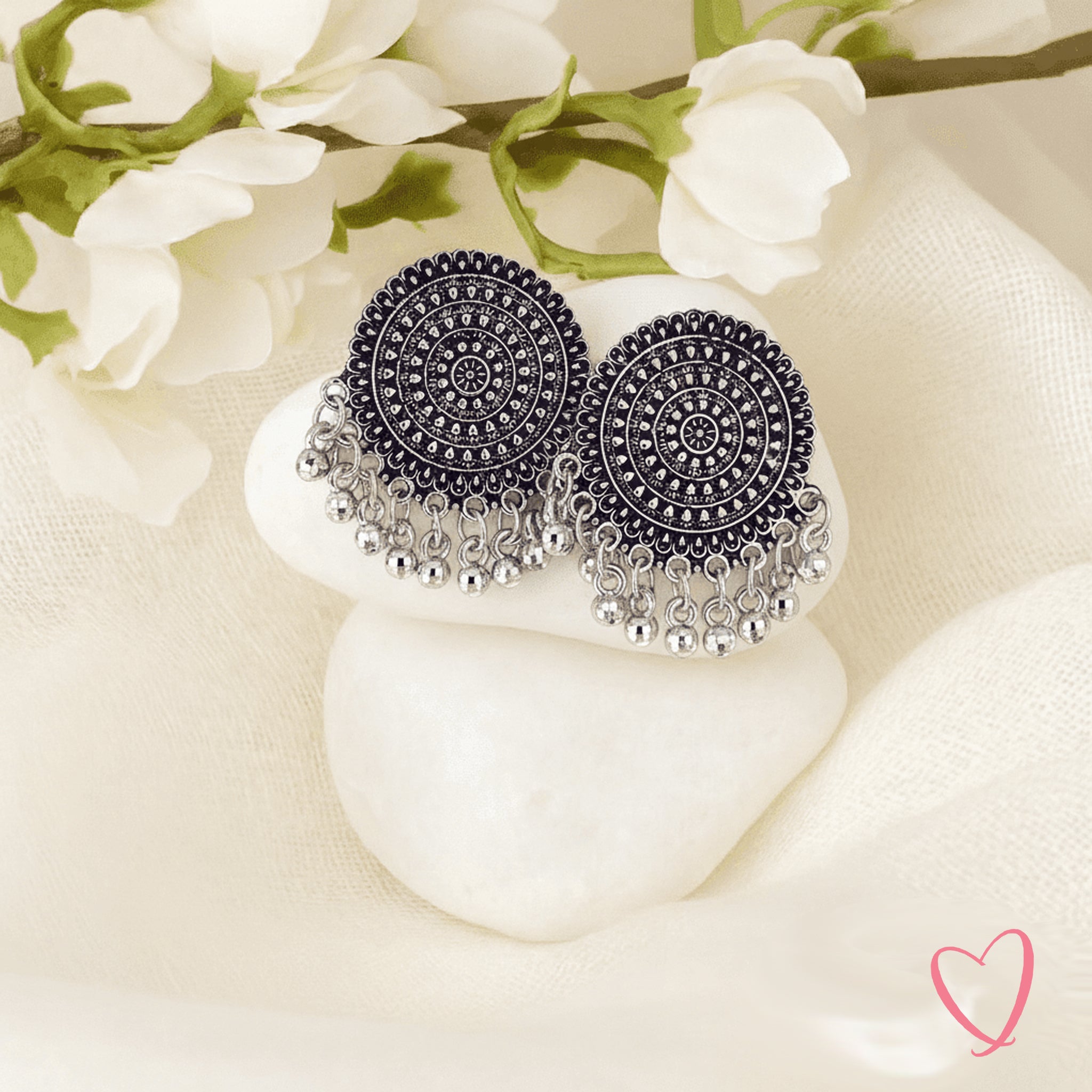 Oxidized Silver Jhumka Hamper Set of 12 | Name Printed Box