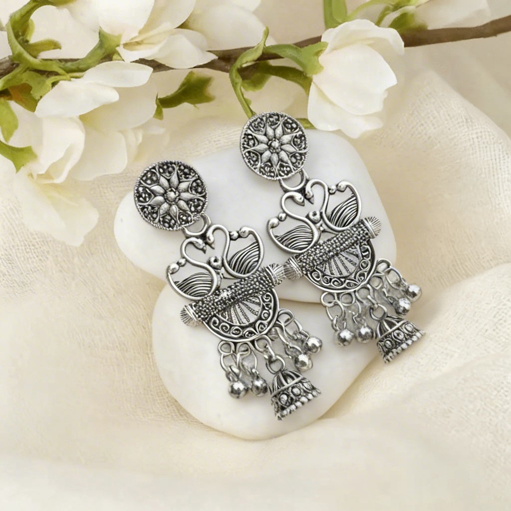 Oxidized Silver Jhumka Earrings Combo Set of 16 Pairs - GUFS Premium German Silver Collection