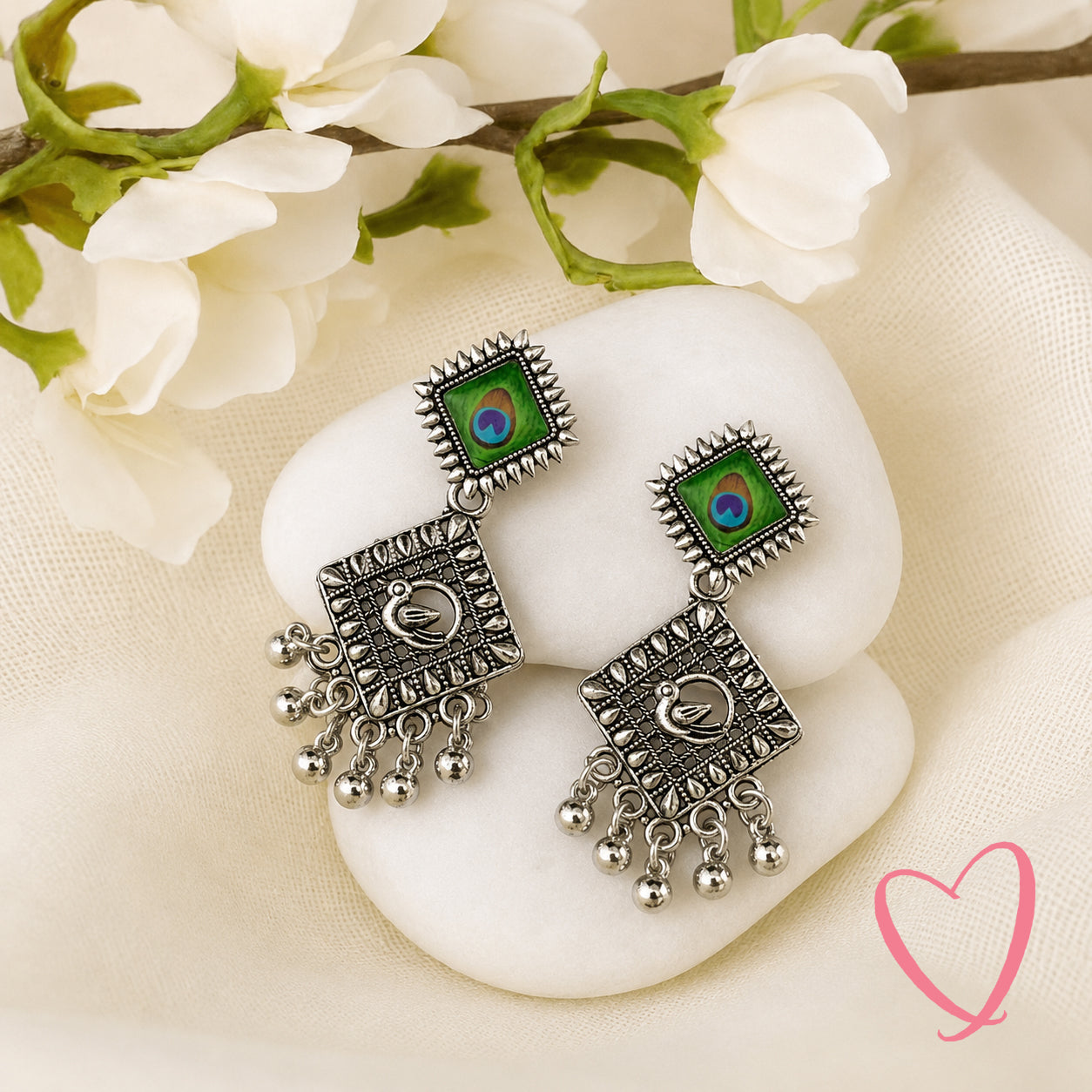 Oxidized Silver Jhumka Hamper Set of 12 | Name Printed Box