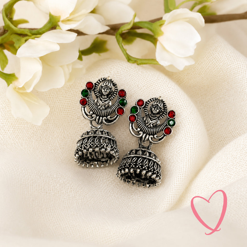 Oxidized Silver Jhumka Hamper Set of 12 | Name Printed Box