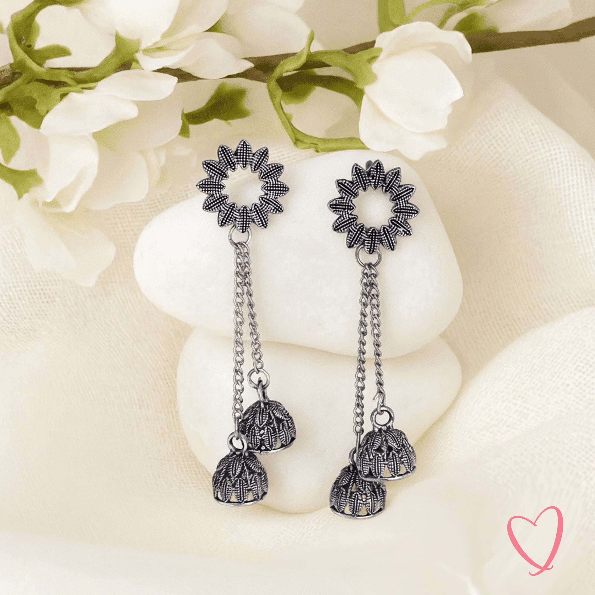 Oxidized Silver Jhumka Earrings Combo Set of 16 Pairs - GUFS Premium German Silver Collection