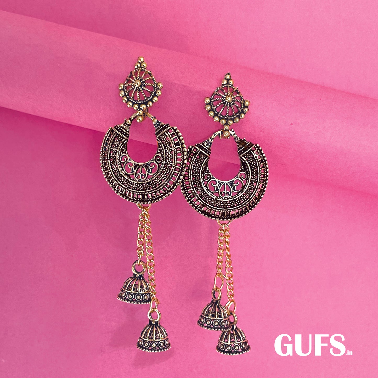 Oxidized Gold Jhumkas