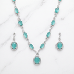 AD Diamond Necklace with Light Green Stone