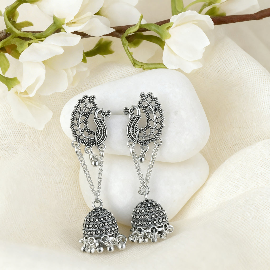 Oxidized Silver Jhumka Earrings Combo Set of 16 Pairs - GUFS Premium German Silver Collection