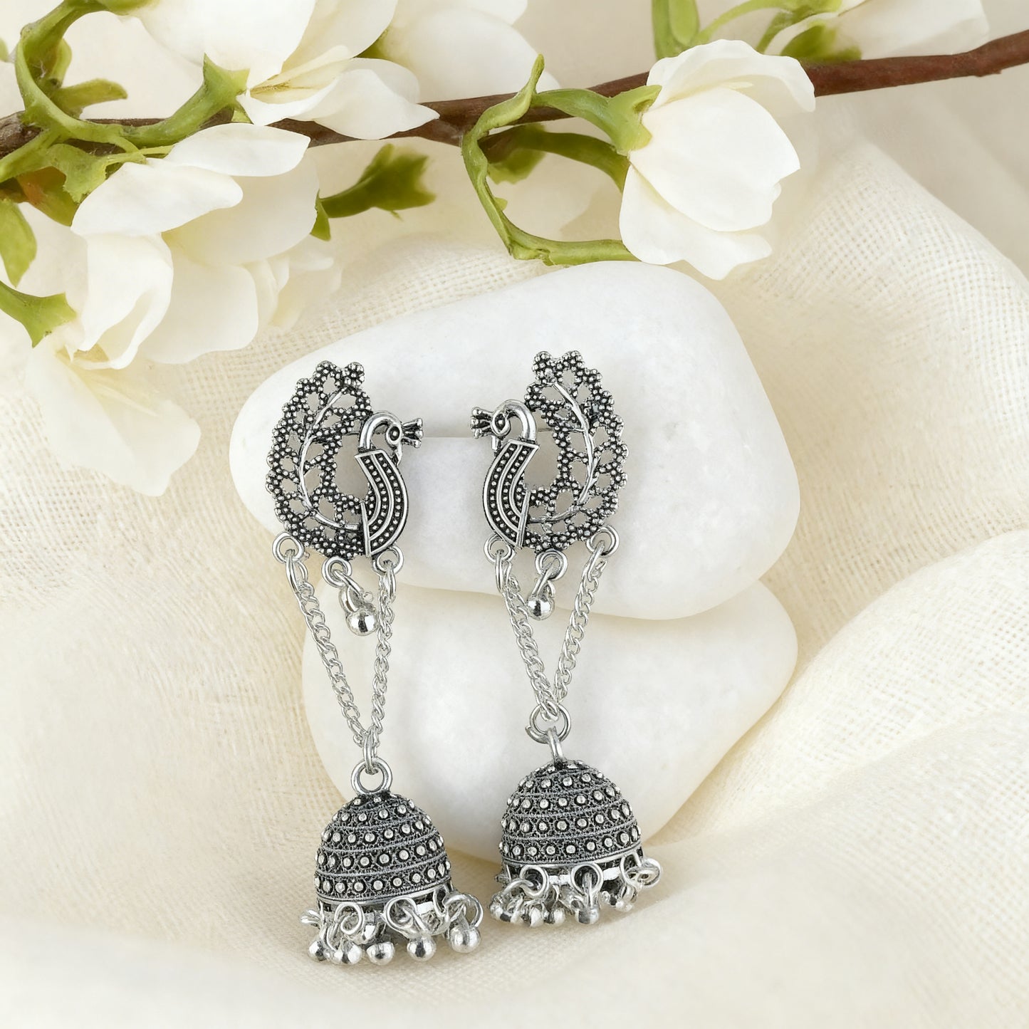 Oxidized Silver Jhumka Earrings Combo Set of 16 Pairs - GUFS Premium German Silver Collection