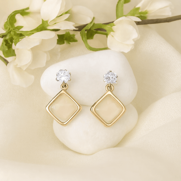 Gold-Toned, Square Drop Earrings