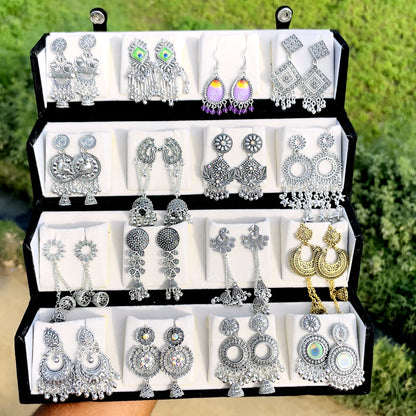 Oxidized Silver Jhumka Earrings Combo Set of 16 Pairs - GUFS Premium German Silver Collection