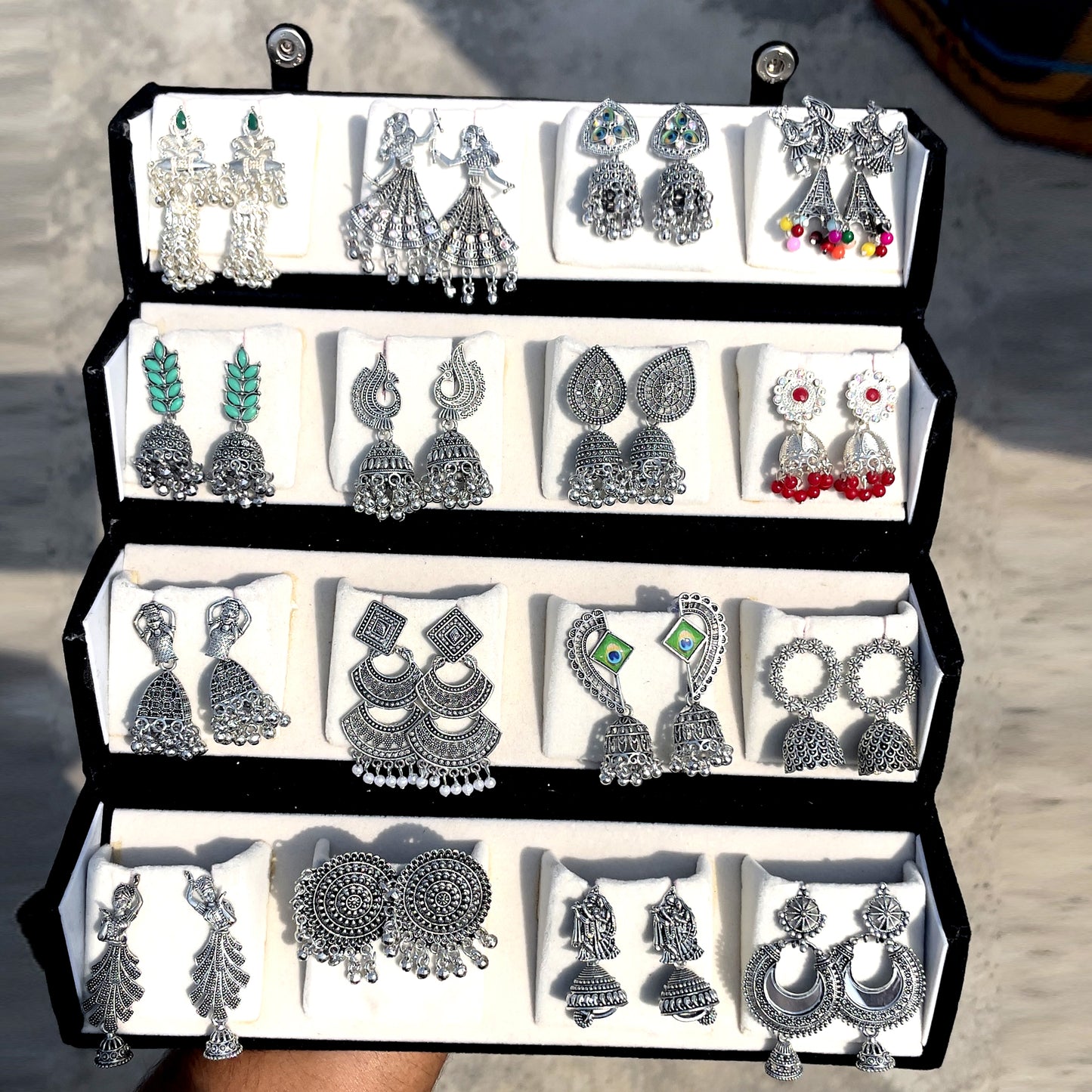 Premium 16 Jhumkas Gift Box Hamper - Traditional Oxidized Earrings Collection