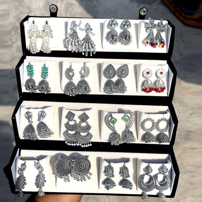 Premium 16 Jhumkas Gift Box Hamper - Traditional Oxidized Earrings Collection
