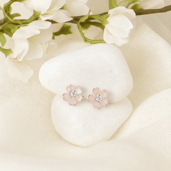 Pink Floral Stud Earrings