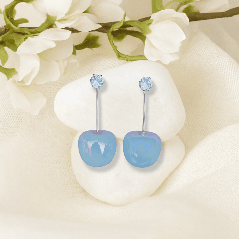 Blue Cherry Drop Earrings