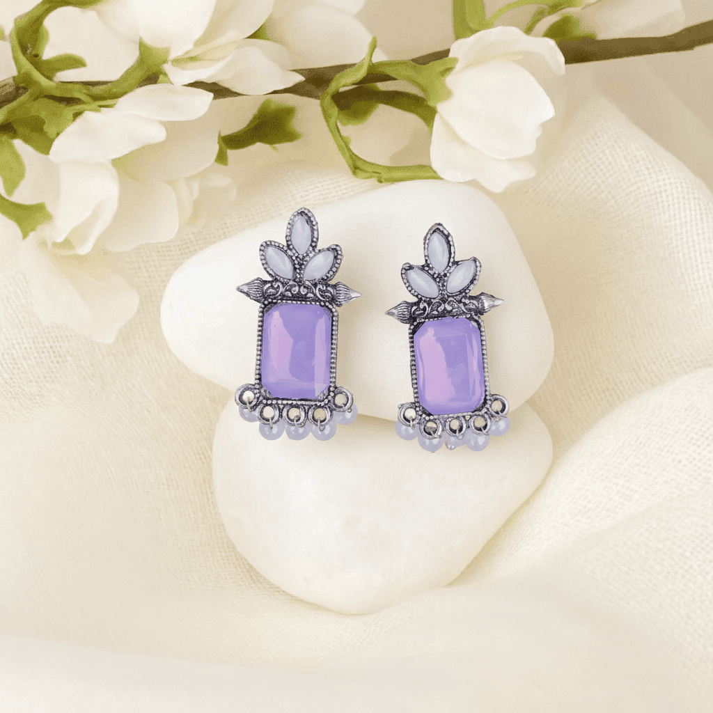 Lavender Stone Ethnic Stud Earrings