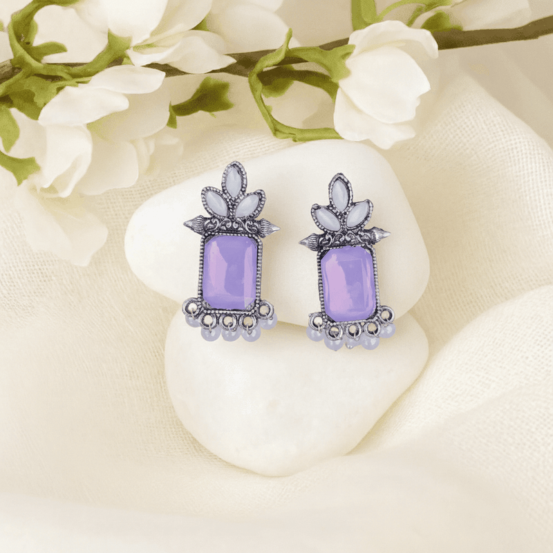 Lavender Stone Ethnic Stud Earrings